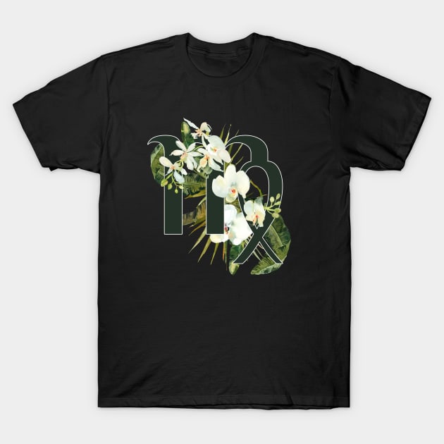 Virgo Horoscope Zodiac White Orchid Design T-Shirt by bumblefuzzies